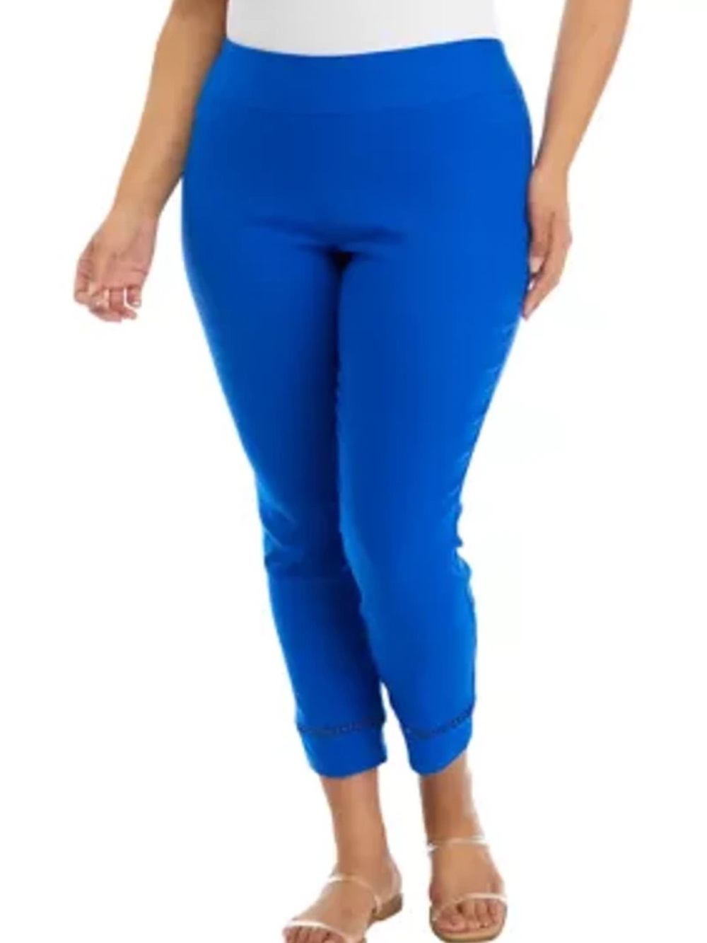 Crown & Ivy Royal Blue Crochet Trim Ankle Pants Size 16W